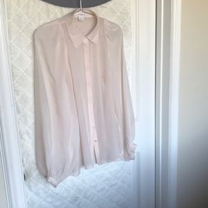 Club Monaco sheer baby pink blouse